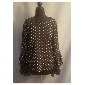 Black Polka Dot Layered Bell Sleeve Top